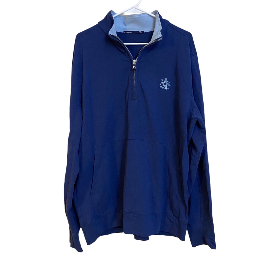 B Draddy 1/4 Zip Mens Size XL Blue golf pullover WANG Embroidery Winery Logo